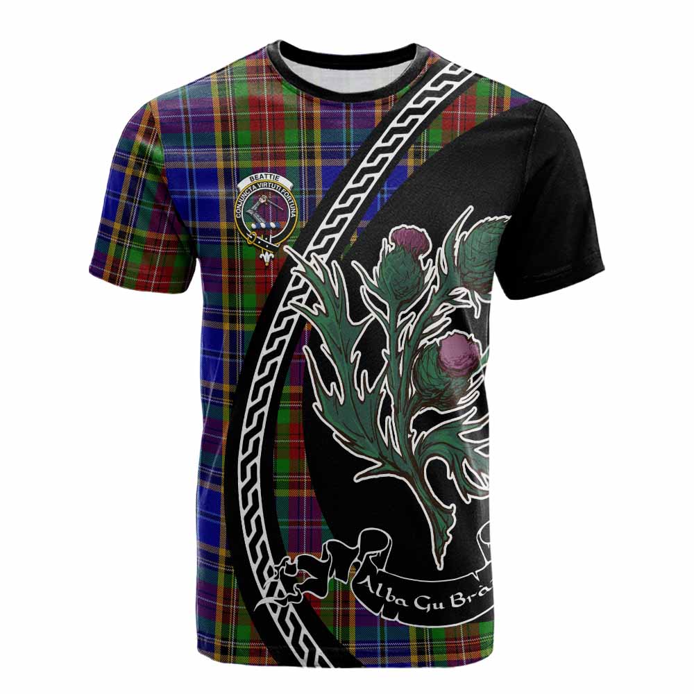 Beattie (Beatty) Family Crest Tartan Cotton T-shirt Alba Thistle Inspired - Tartan Vibes Clothing