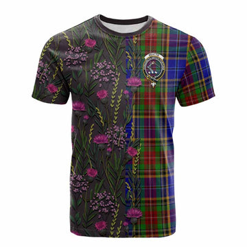 Beattie (Beatty) Family Crest Tartan Cotton T-shirt Scottish Thistle Flower Pattern Half Style