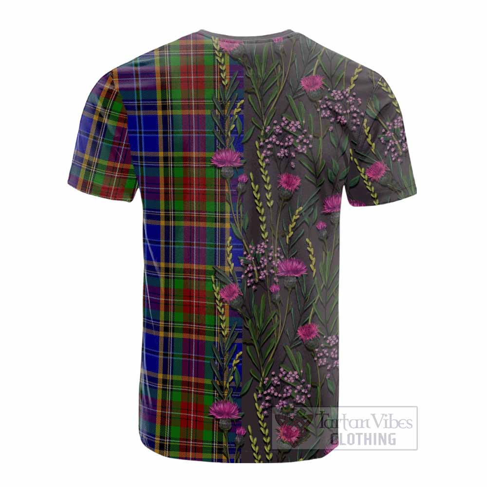 Beattie (Beatty) Family Crest Tartan Cotton T-shirt Scottish Thistle Flower Pattern Half Style - Tartan Vibes Clothing
