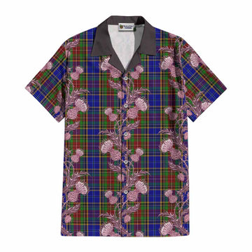 Beattie (Beatty) Tartan Cotton Hawaiian Shirt Seamless Scottish Thistle Flowers