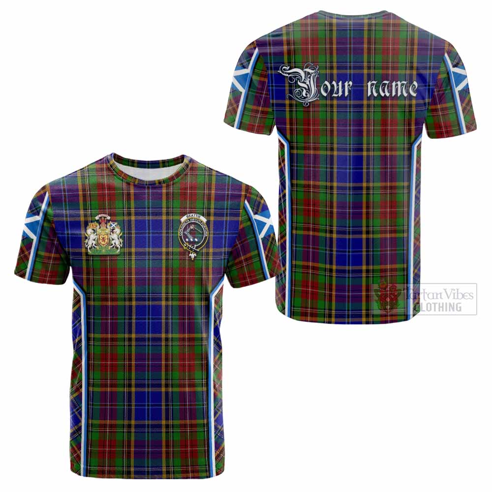 Beattie (Beatty) Tartan Crest Cotton T-shirt Scotland Coat of Arm Flag Style - Tartan Vibes Clothing