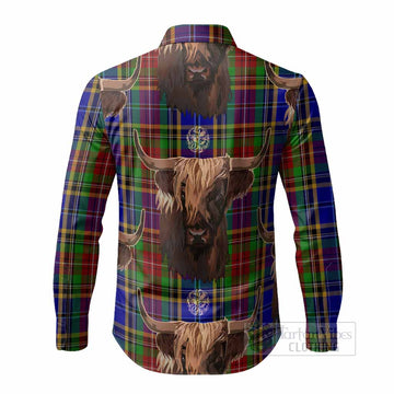 Beattie (Beatty) Tartan Crest Long Sleeve Button Shirts Scotland Heilan Coo Tartan Seamless Style