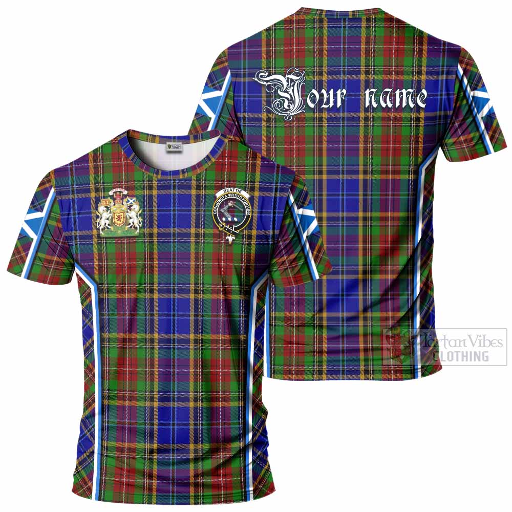 Beattie (Beatty) Tartan Crest T-shirt Scotland Coat of Arm Flag Style - Tartan Vibes Clothing