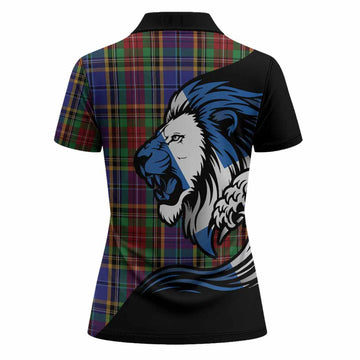 Beattie (Beatty) Tartan Crest Women Polo Shirt Scottish Golden Lions Wave Flow