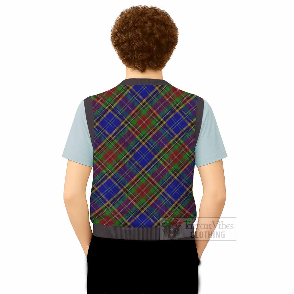 Beattie (Beatty) Tartan Knitted V-Neck Vest with Family Crest Cross Style