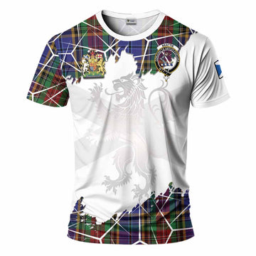 Beattie (Beatty) Tartan T-Shirt with Family Crest and Lion Rampant Grunge Style