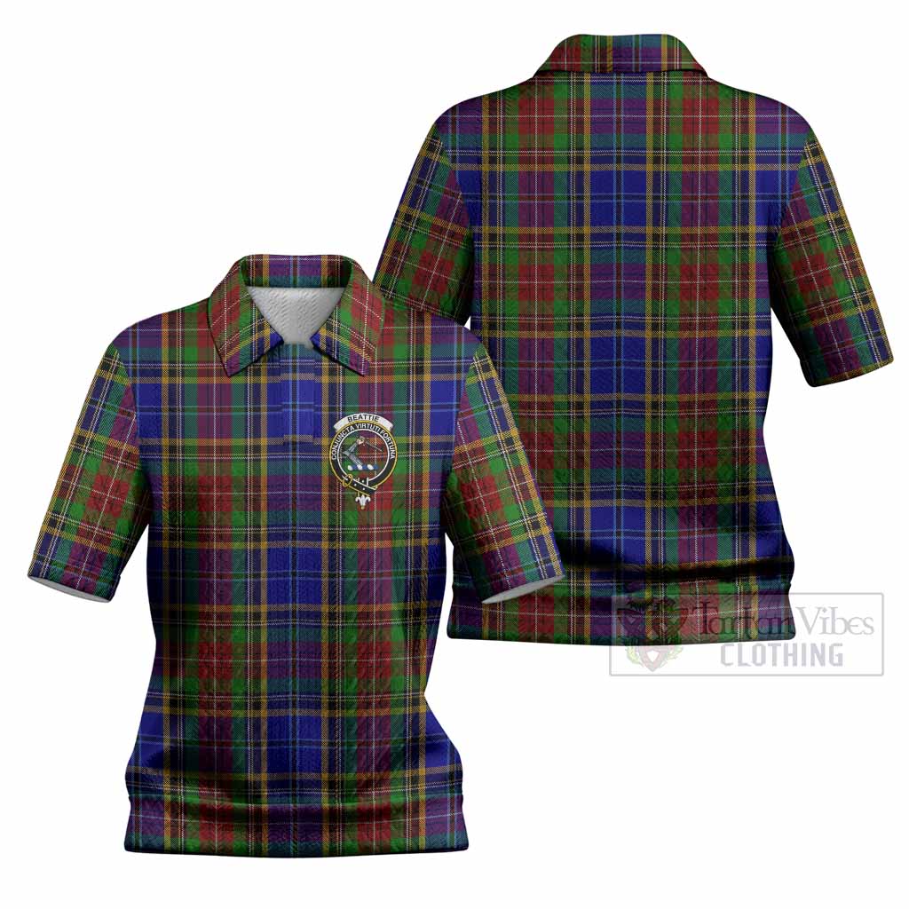 Beattie (Beatty) Tartan Women’s Polo Sweater Top with Family Crest