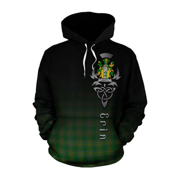 Tartan Vibes Clothing Beatty Irish Clan Cotton Hoodie with Coat of Arms Erin Go Bragh Celtic Inspired