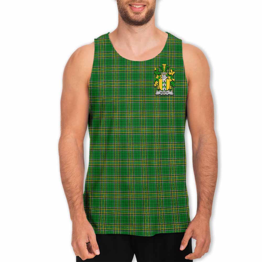 Tartan Vibes Clothing Beatty Irish Clan Tartan Men's Tank Top with Coat of Arms