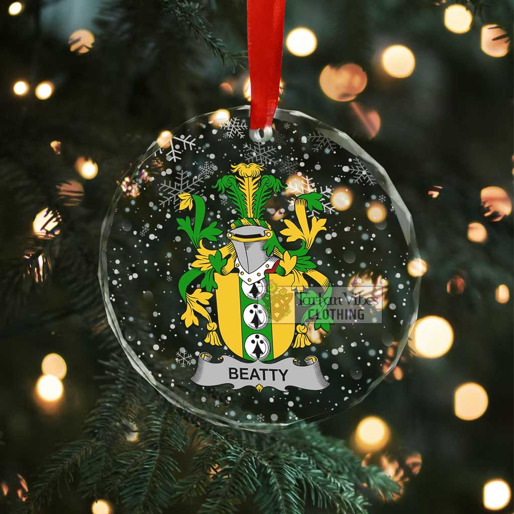 Beatty Irish Clan Christmas Glass Ornament with Coat of Arms - 2D-tartanvibesclothing