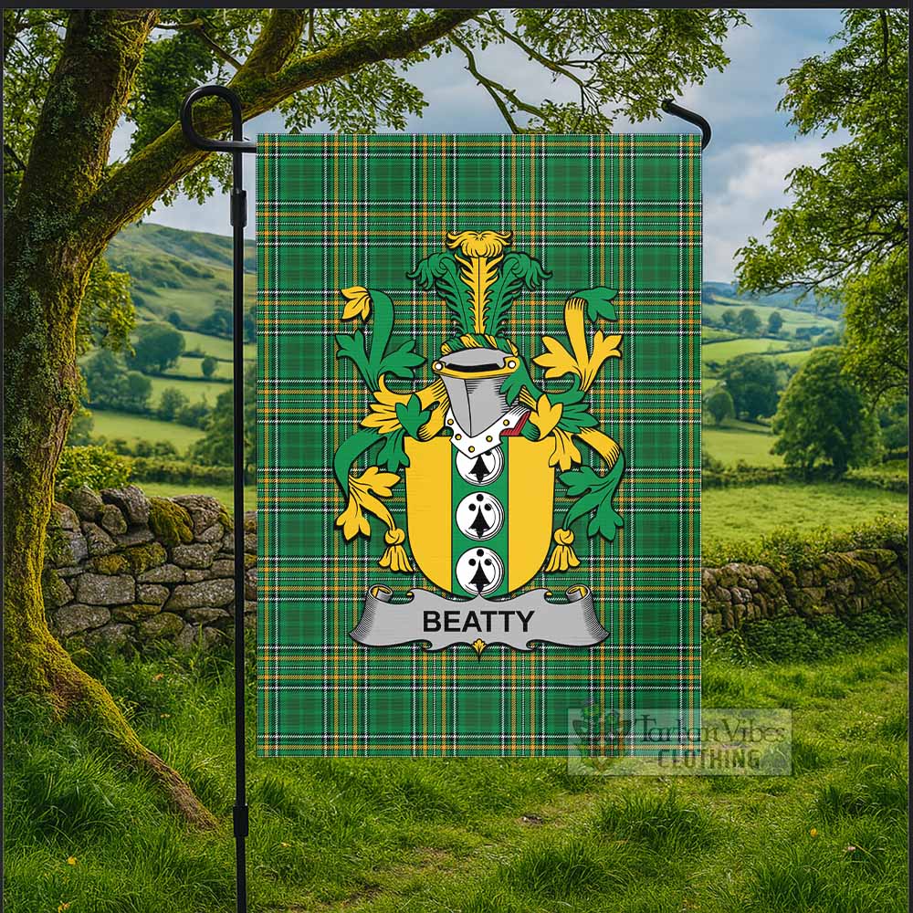 Beatty Irish Clan Tartan Flag with Coat of Arms