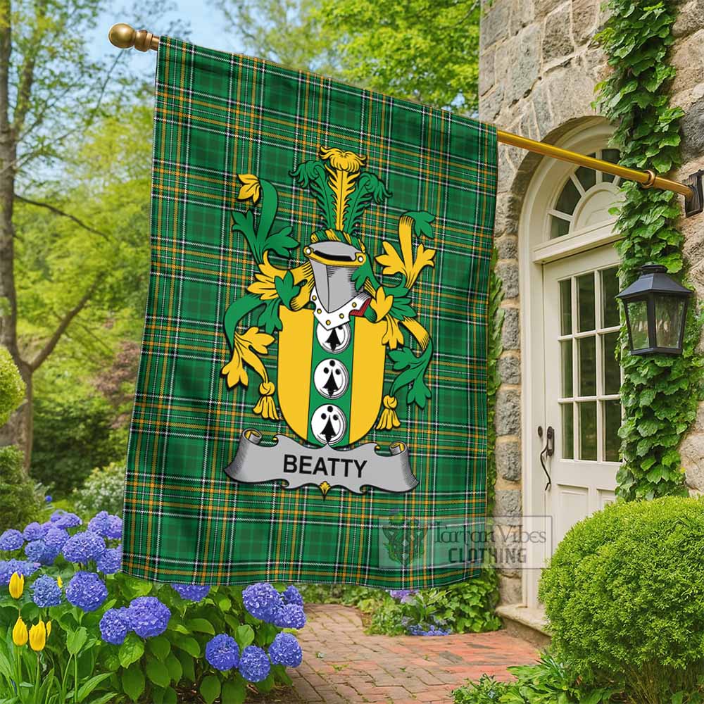 Beatty Irish Clan Tartan Flag with Coat of Arms