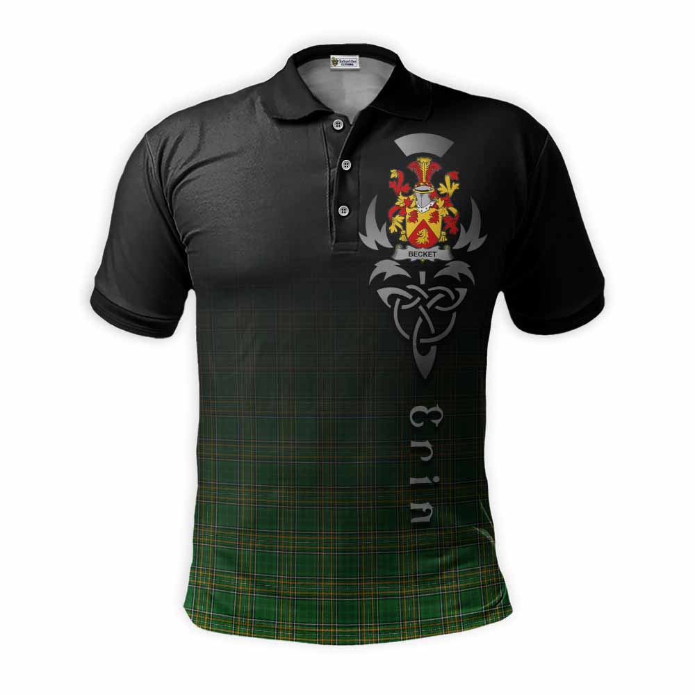 Tartan Vibes Clothing Becket Irish Clan Polo Shirt with Coat of Arms Erin Go Bragh Celtic Inspired