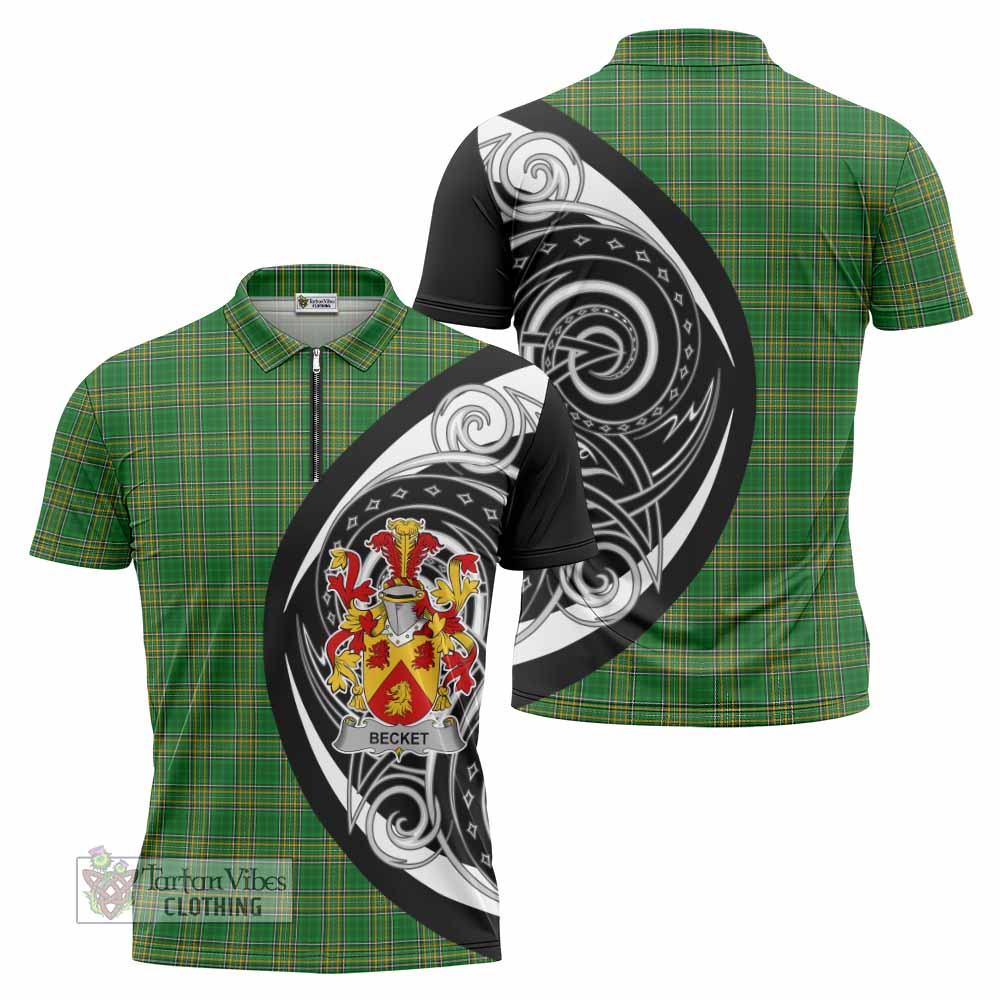 Becket Irish Clan Zipper Polo Shirt Celtic Circle Style - Tartan Vibes Clothing
