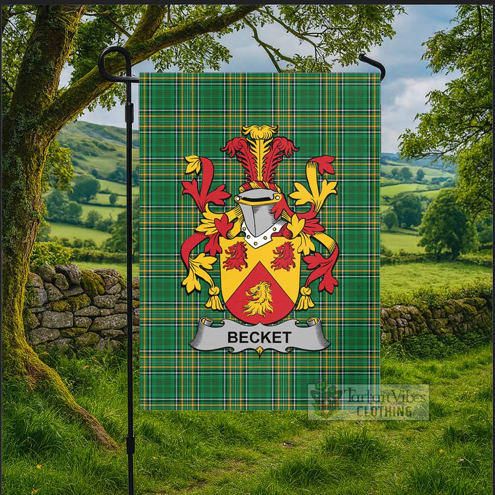 Becket Irish Clan Tartan Flag with Coat of Arms