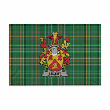 Becket Irish Clan Tartan House Flag with Coat of Arms