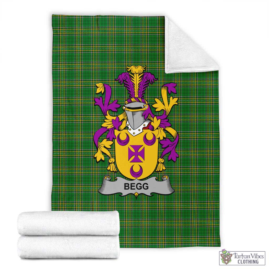 Begg Irish Clan Tartan Blanket with Coat of Arms X-Large 59 x 79 inches 150 x 200 cm - Tartan Vibes Clothing