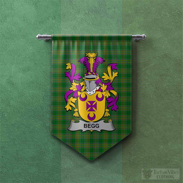 Begg Irish Clan Tartan Gonfalon, Tartan Banner with Coat of Arms