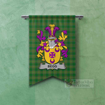 Begg Irish Clan Tartan Gonfalon, Tartan Banner with Coat of Arms