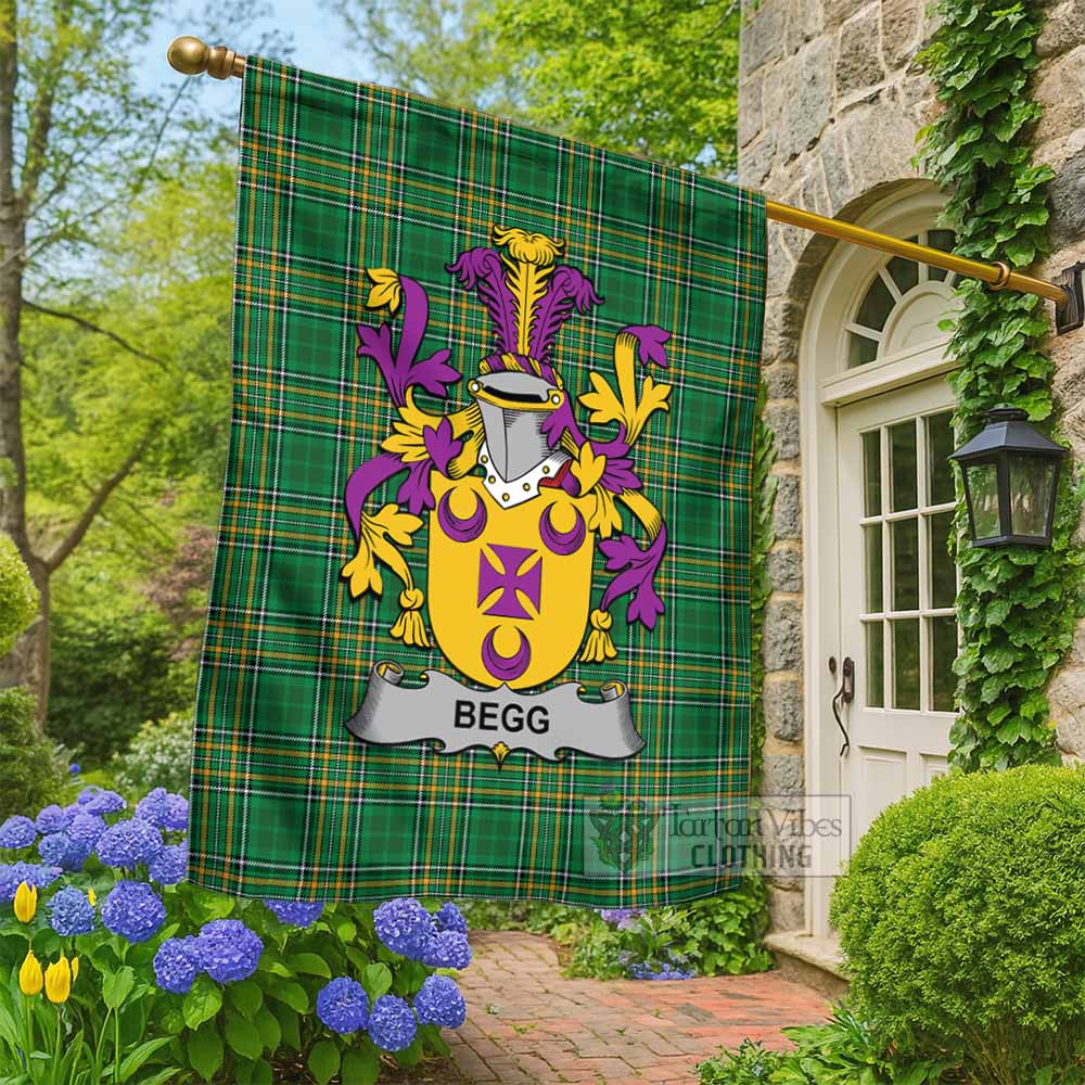 Begg Irish Clan Tartan Flag with Coat of Arms