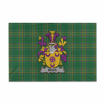 Begg Irish Clan Tartan House Flag with Coat of Arms