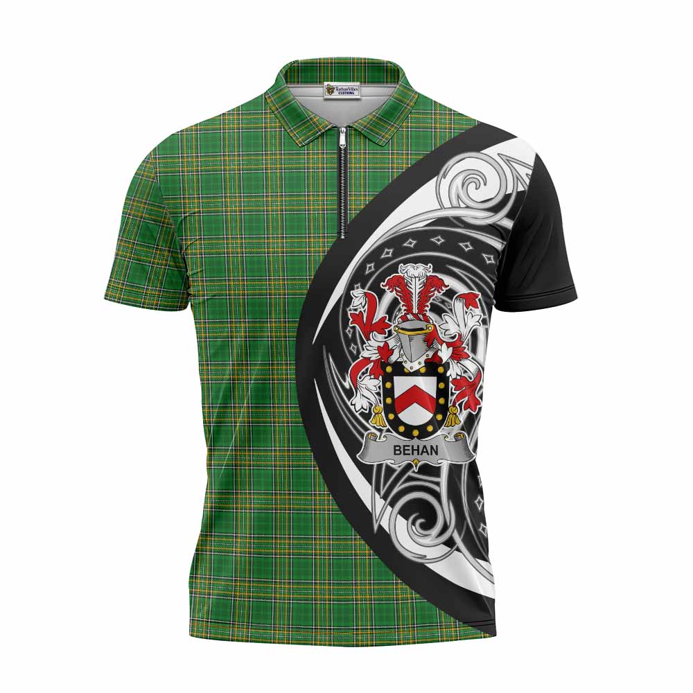 Behan Irish Clan Zipper Polo Shirt Celtic Circle Style Unisex - Tartan Vibes Clothing