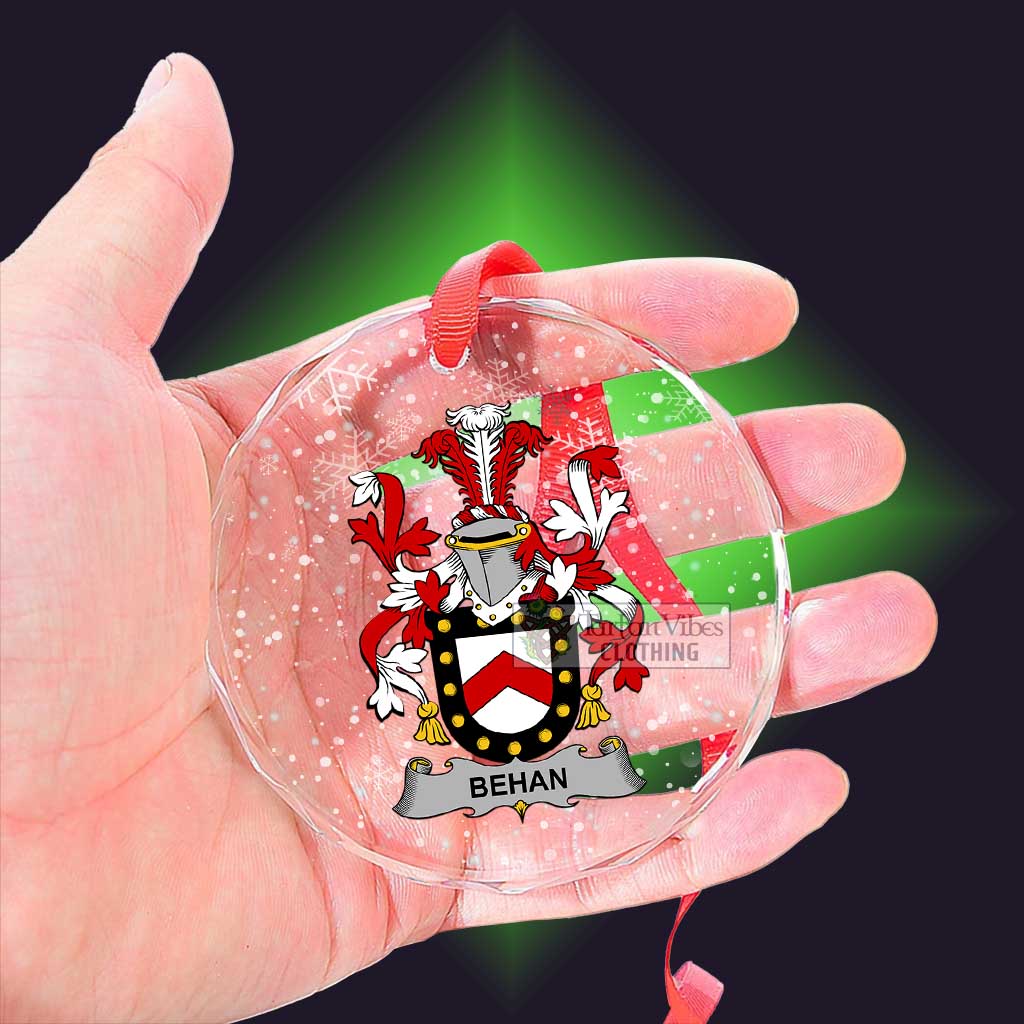 Behan Irish Clan Christmas Glass Ornament with Coat of Arms - 2D-tartanvibesclothing