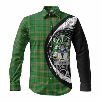 Tartan Vibes Clothing Beirne Irish Clan Long Sleeve Button Shirt Celtic Circle Style