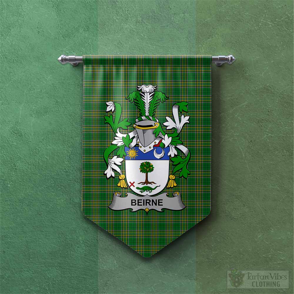 Beirne Irish Clan Tartan Gonfalon, Tartan Banner with Coat of Arms Chevron - Tartan Vibes Clothing