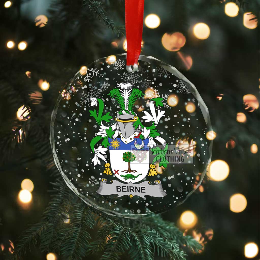 Beirne Irish Clan Christmas Glass Ornament with Coat of Arms - 2D-tartanvibesclothing