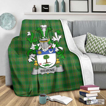 Tartan Vibes Clothing Beirne Irish Clan Tartan Blanket with Coat of Arms