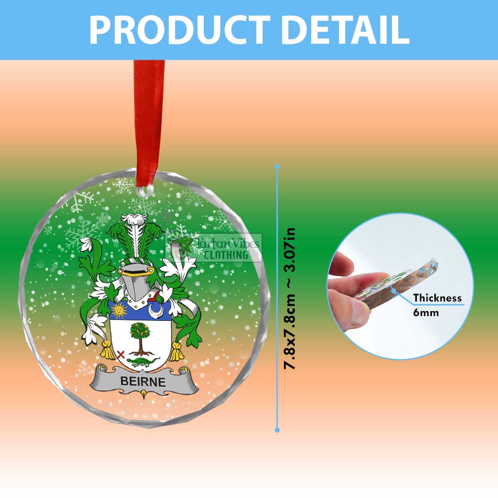 Beirne Irish Clan Christmas Glass Ornament with Coat of Arms - 2D-tartanvibesclothing