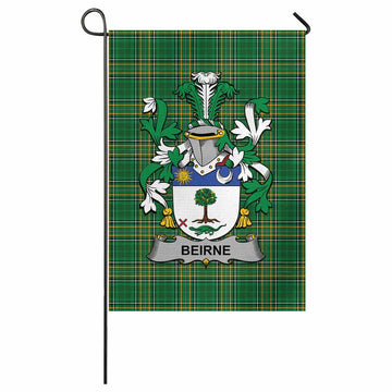 Beirne Irish Clan Tartan Garden Flag with Coat of Arms