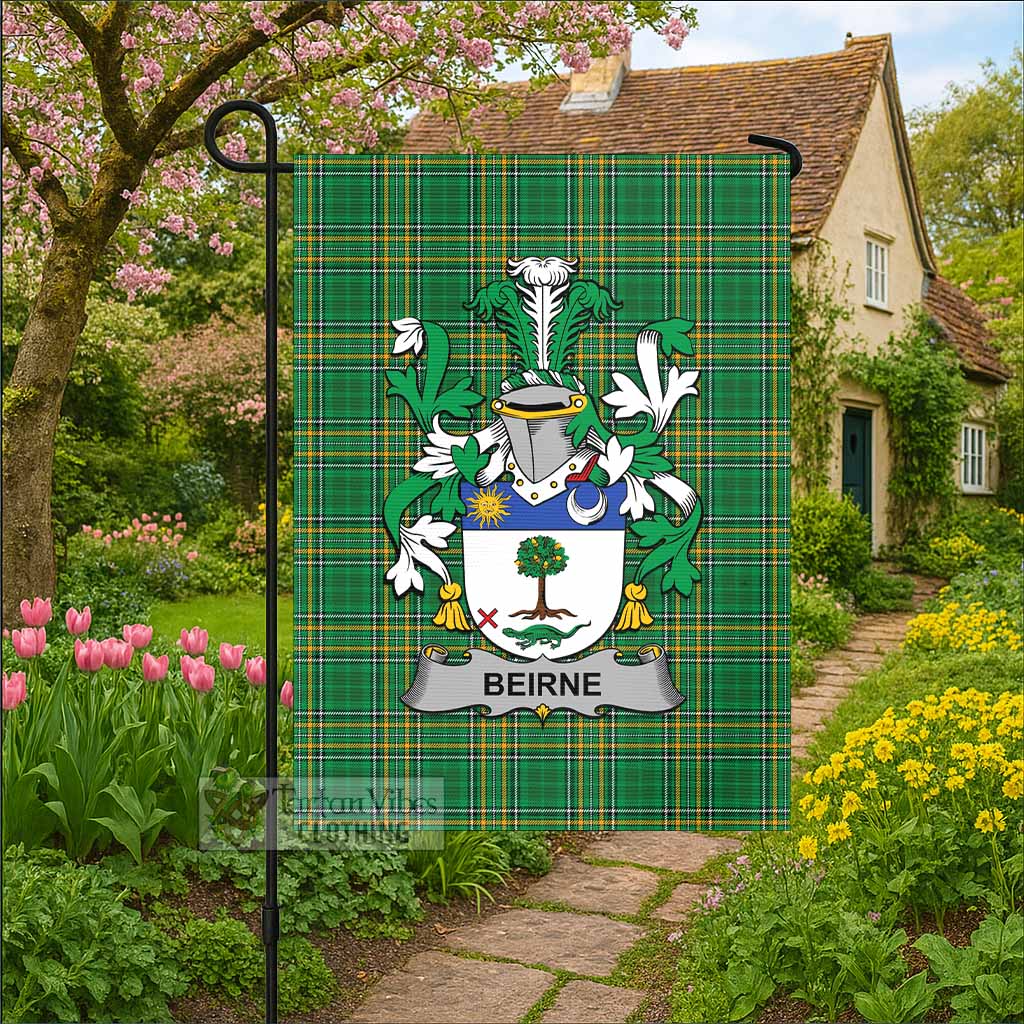 Beirne Irish Clan Tartan Flag with Coat of Arms