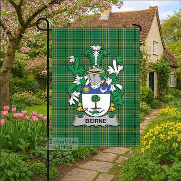 Beirne Irish Clan Tartan Garden Flag with Coat of Arms