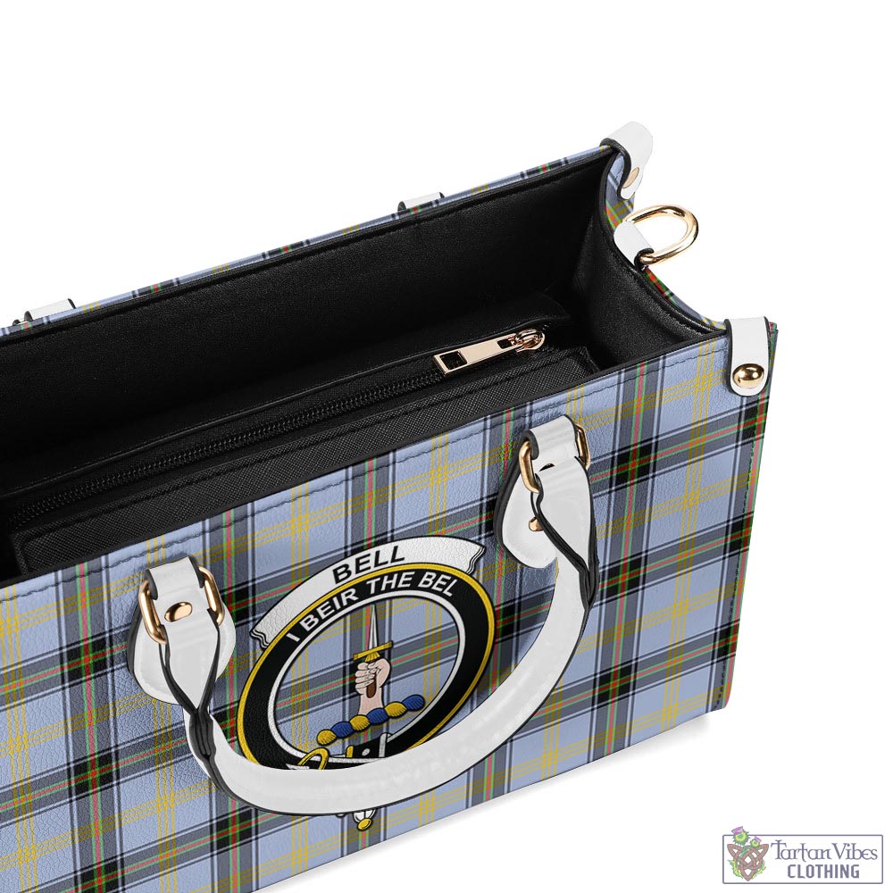 Tartan Vibes Clothing Bell Tartan Luxury Leather Handbags with Family Crest