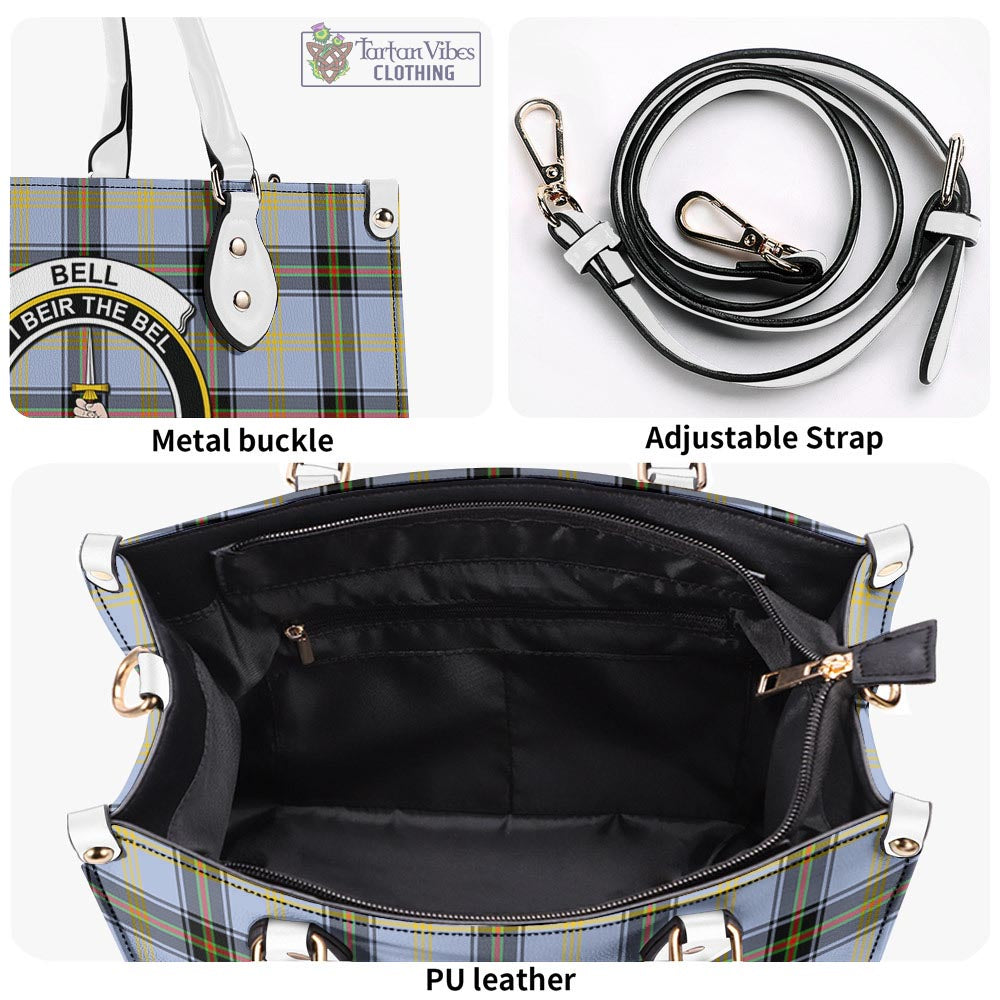 Tartan Vibes Clothing Bell Tartan Luxury Leather Handbags with Family Crest