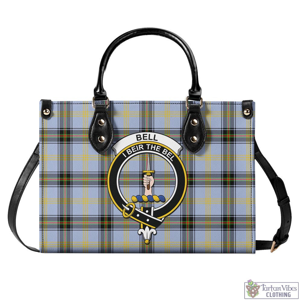 Tartan Vibes Clothing Bell Tartan Luxury Leather Handbags with Family Crest