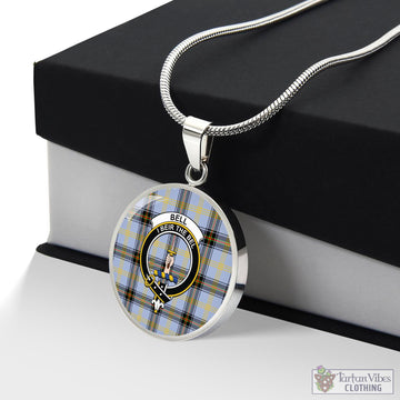 Bell Tartan Circle Necklace with Family Crest