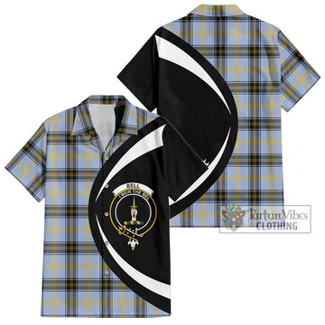 Bell Tartan Short Sleeve Button Up with Family Crest Circle Style Kid - Tartan Vibes Clothing