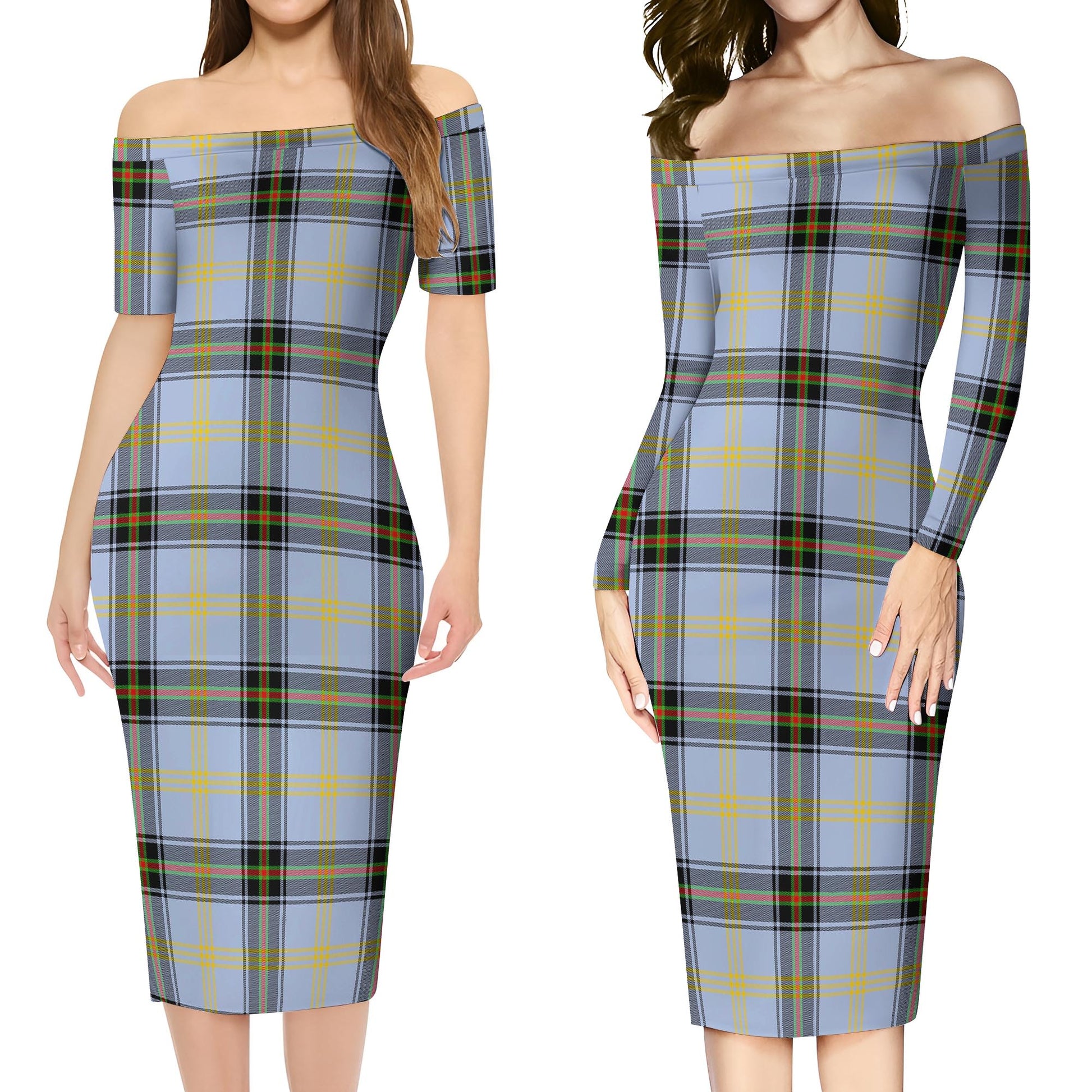 Bell Tartan Off Shoulder Lady Dress Women's Dress - Tartanvibesclothing