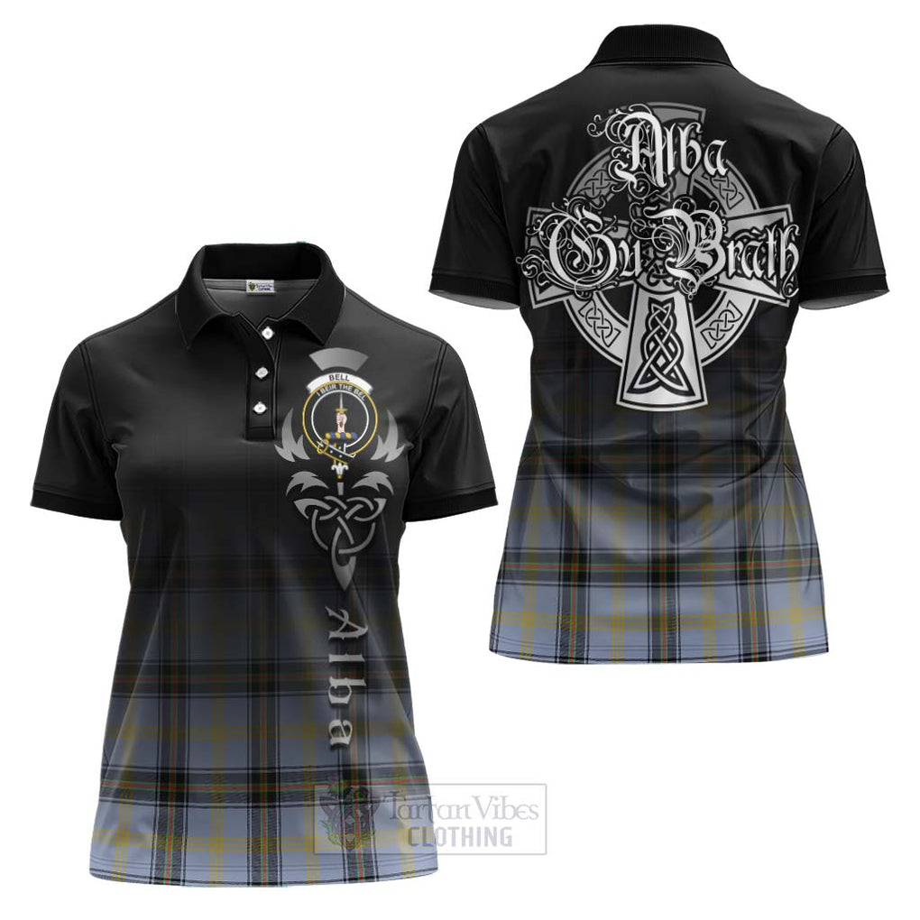 Tartan Vibes Clothing Bell Tartan Women's Polo Shirt Featuring Alba Gu Brath Family Crest Celtic Inspired