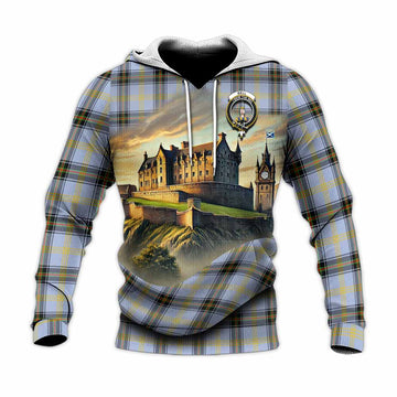 Bell Tartan Family Crest Knitted Hoodie with Scottish Ancient Castle Style