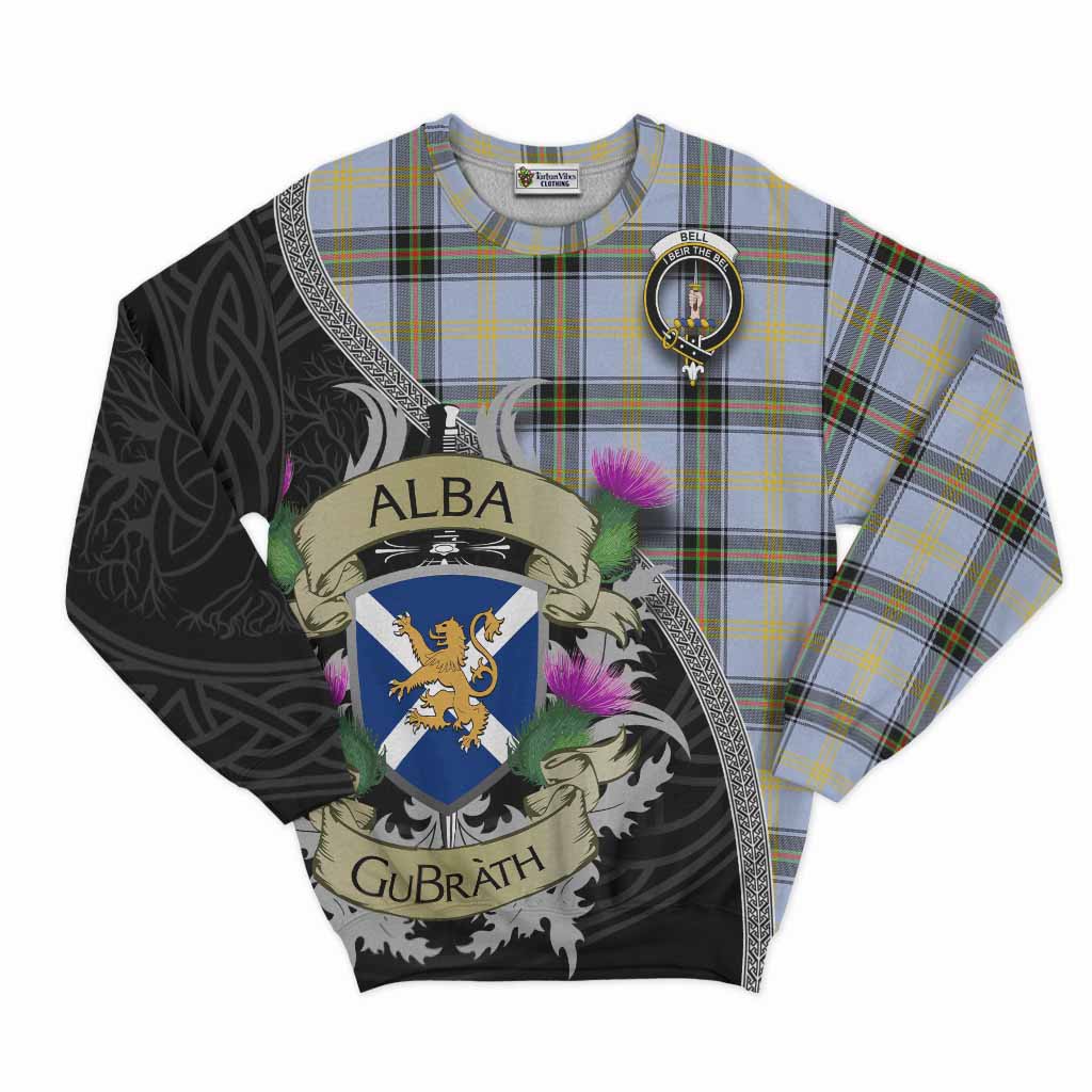 Tartan Vibes Clothing Bell Tartan Family Crest Sweatshirt Lion Rampant Royal Thistle Shield Celtic Inspired