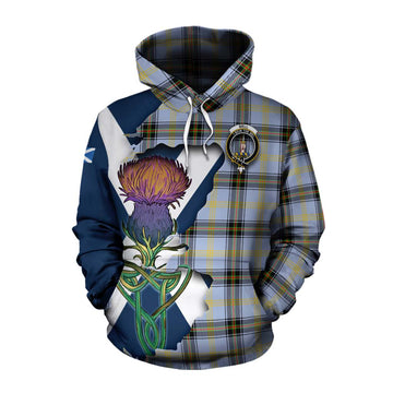 Tartan Vibes Clothing Bell Tartan Family Crest Cotton Hoodie Scottish Thistle Celtic Inspired