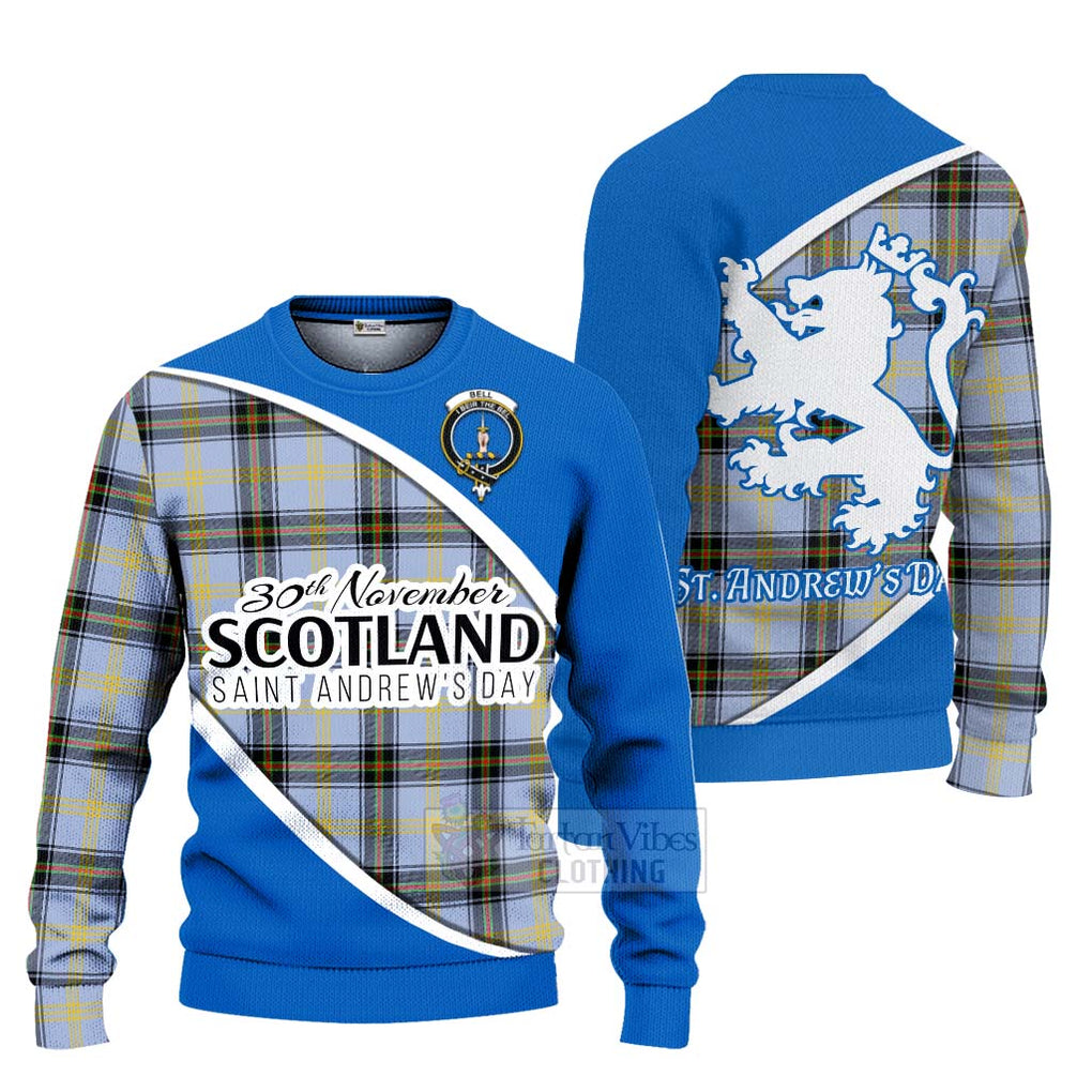 Tartan Vibes Clothing Bell Family Crest Tartan Knitted Sweater Celebrate Saint Andrew's Day in Style
