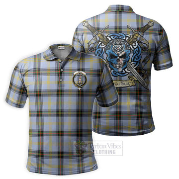 Bell Tartan Polo Shirt with Family Crest Celtic Skull Style