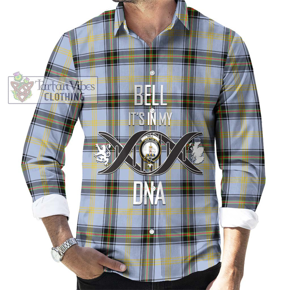 Bell Tartan Long Sleeve Button Shirt with Family Crest DNA In Me Style Men's Shirt S - Tartanvibesclothing Shop
