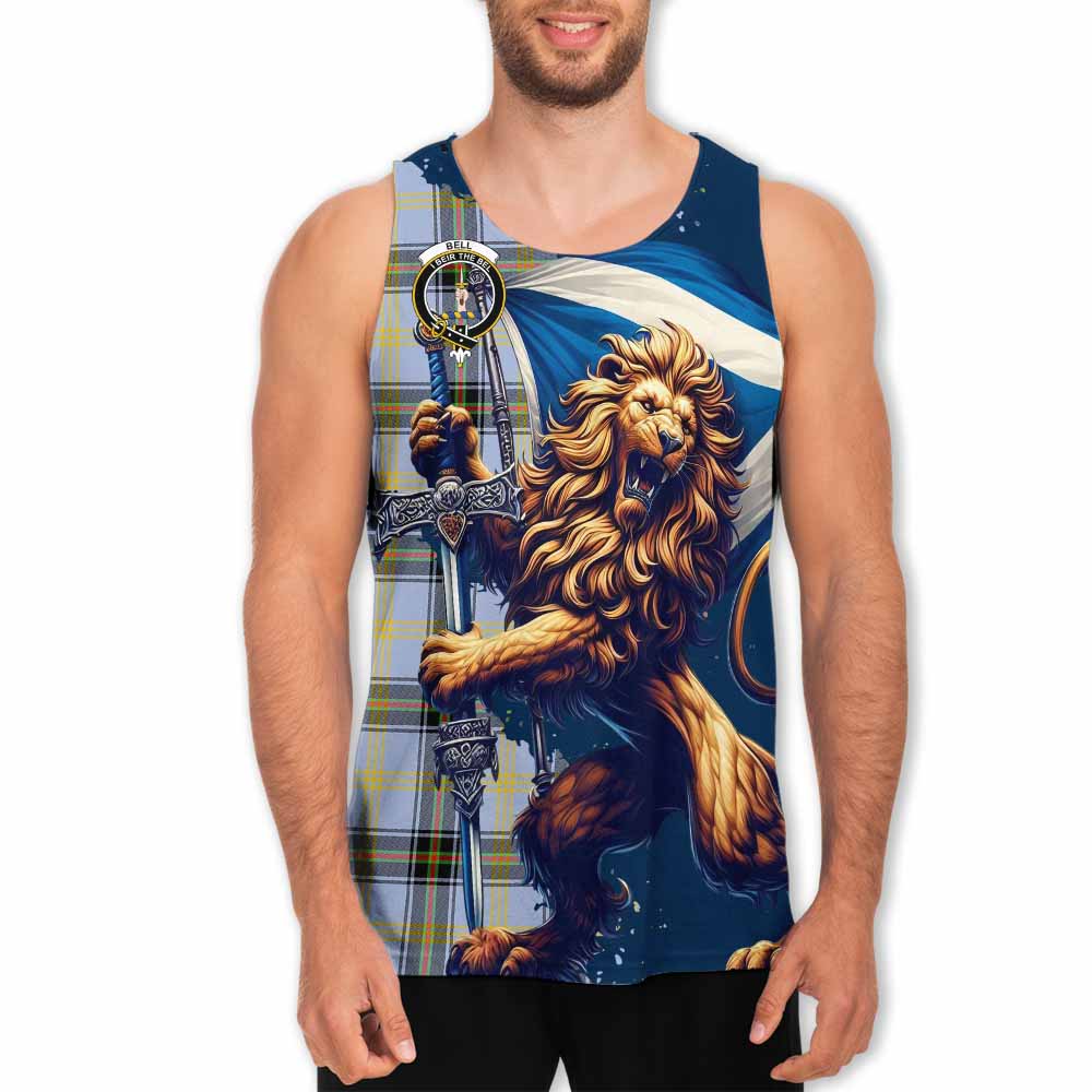 Tartan Vibes Clothing Bell Tartan Family Crest Men's Tank Top with Scottish Majestic Lion