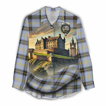 Tartan Vibes Clothing Bell Tartan Family Crest Women's Casual Shirt with Scottish Ancient Castle Style